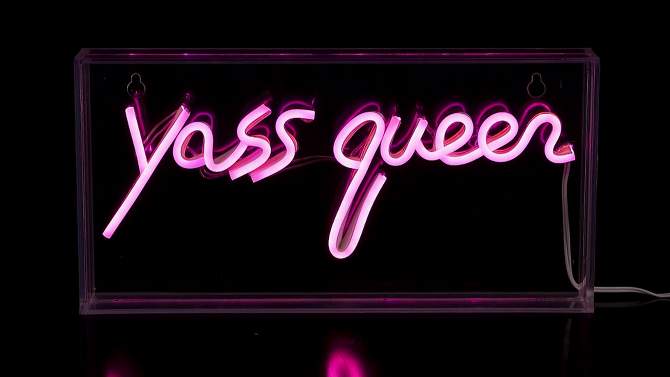 11.8&#34; Yass Queen Contemporary Glam Acrylic Box Pendant (Includes LED Light Bulb) Neon Pink - JONATHAN Y, 2 of 6, play video