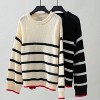 Coolmee Womens Striped Sweaters Long Sleeve Ribbed Knitted Color Block Casual Loose Oversized Sweaters Pullover - 3 of 4