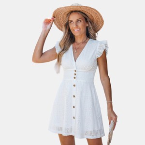 Cupshe Cali Dream White Mini Dress - White - L