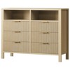 Fluted 6 Drawer Dresser for Bedroom, 47.2" Wide Wood Chest of Drawers with 2 Open Shelves - 2 of 4
