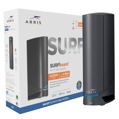 ARRIS SURFboard DOCSIS 3.1 Multi-Gigabit Wi-Fi 6 Cable Modem Model G34 - (Slate Gray)