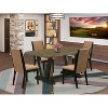 HomeStock 5-Piece Rectangle Distressed Jacobean Finish Solid Wood Top Dining table with 4 Chairs - 2 of 4
