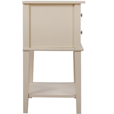 Newton Beige 2-Drawer Solid Wood Nightstand with Open Shelf
