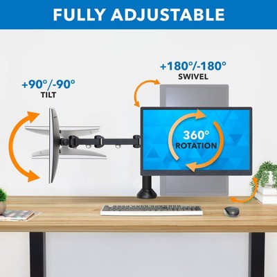Dual Monitor Aluminum Alloy Desk Mount with C-Clamp Base