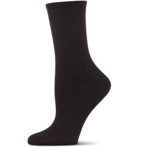 Memoi Women's Organic Cotton Basic Flat Knit Crew Sock - 1 of 4