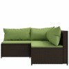 vidaXL 3-Piece Patio Lounge Set in Brown Poly Rattan - Weather-Resistant, Modurar Design with Comfy Cushions - Ideal for Garden, Outdoor and Patio - 3 of 4