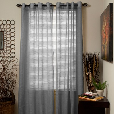 Hastings Home Mia Jacquard Grommet Curtain Panel - Grey