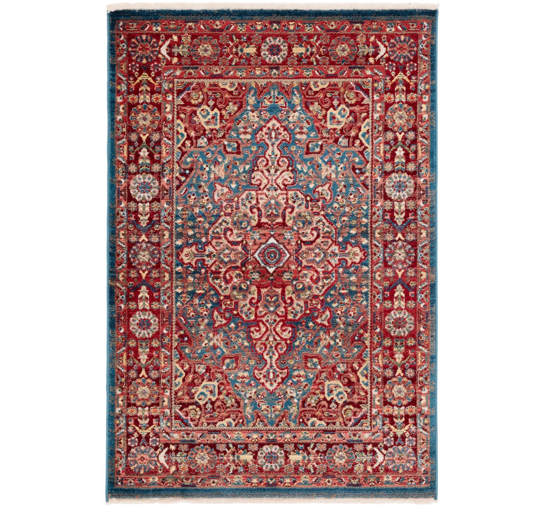 Kashan KSN305 Power Loomed Area Rug - Blue/Red - 4'x6' - Safavieh