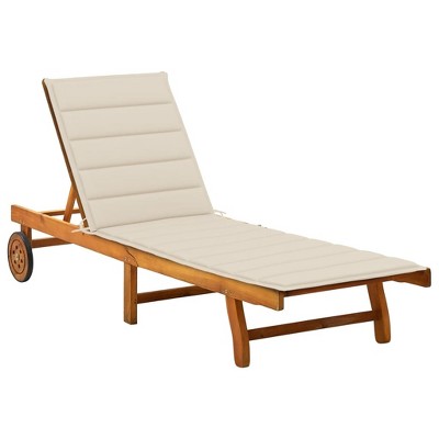 vidaXL Sunlounger Wooden Solid Acacia Wood Adjustable Footrests