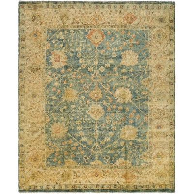 Handmade Medium Blue/Green Wool 8' x 10' Oriental Area Rug