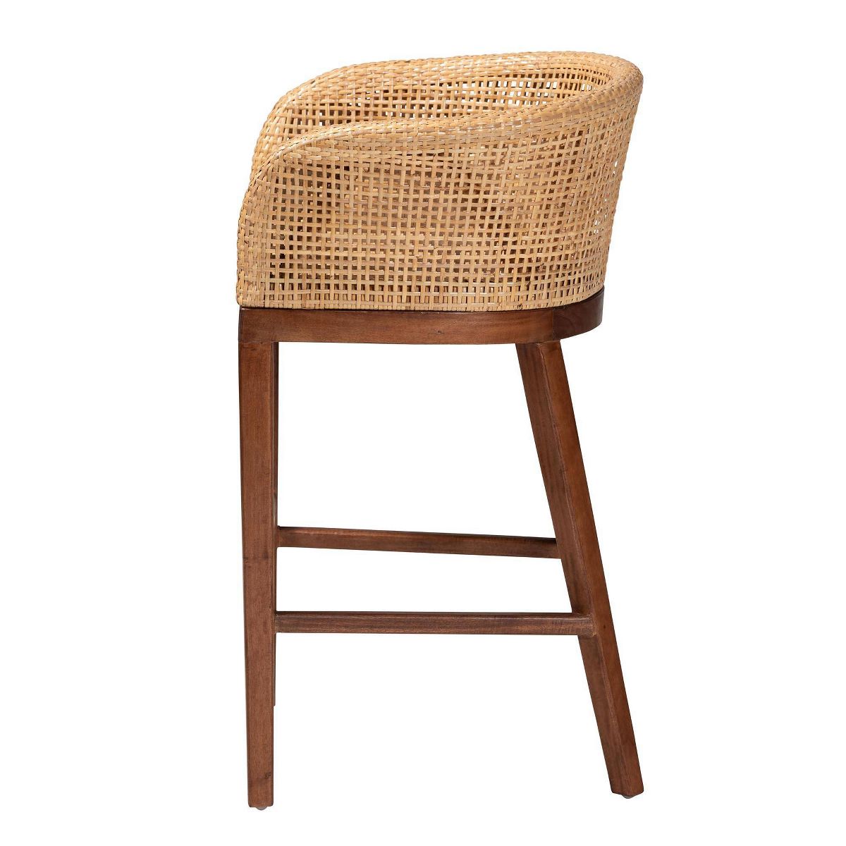 bali & pari Papua Natural Rattan and Acacia Wood Counter Height Barstool Natural Brown/Walnut Brown: 30 Day Limited Warranty, Spot Clean - thumbnail 4