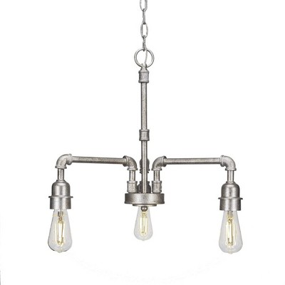 Toltec Lighting Vintage 3 - Light Chandelier in  Aged Silver
