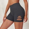 Anna-Kaci Active Women's High Waist Cutout Detail Compression Shorts with Seamless Design - 3 of 4