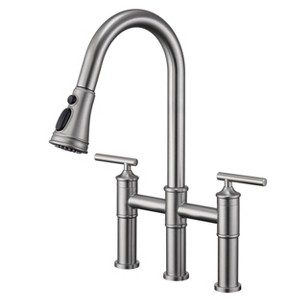 CLIHOME 3-Hole Pull Down 2-Handle Kitchen Faucet With 360 Swivel Spout - 1 of 4