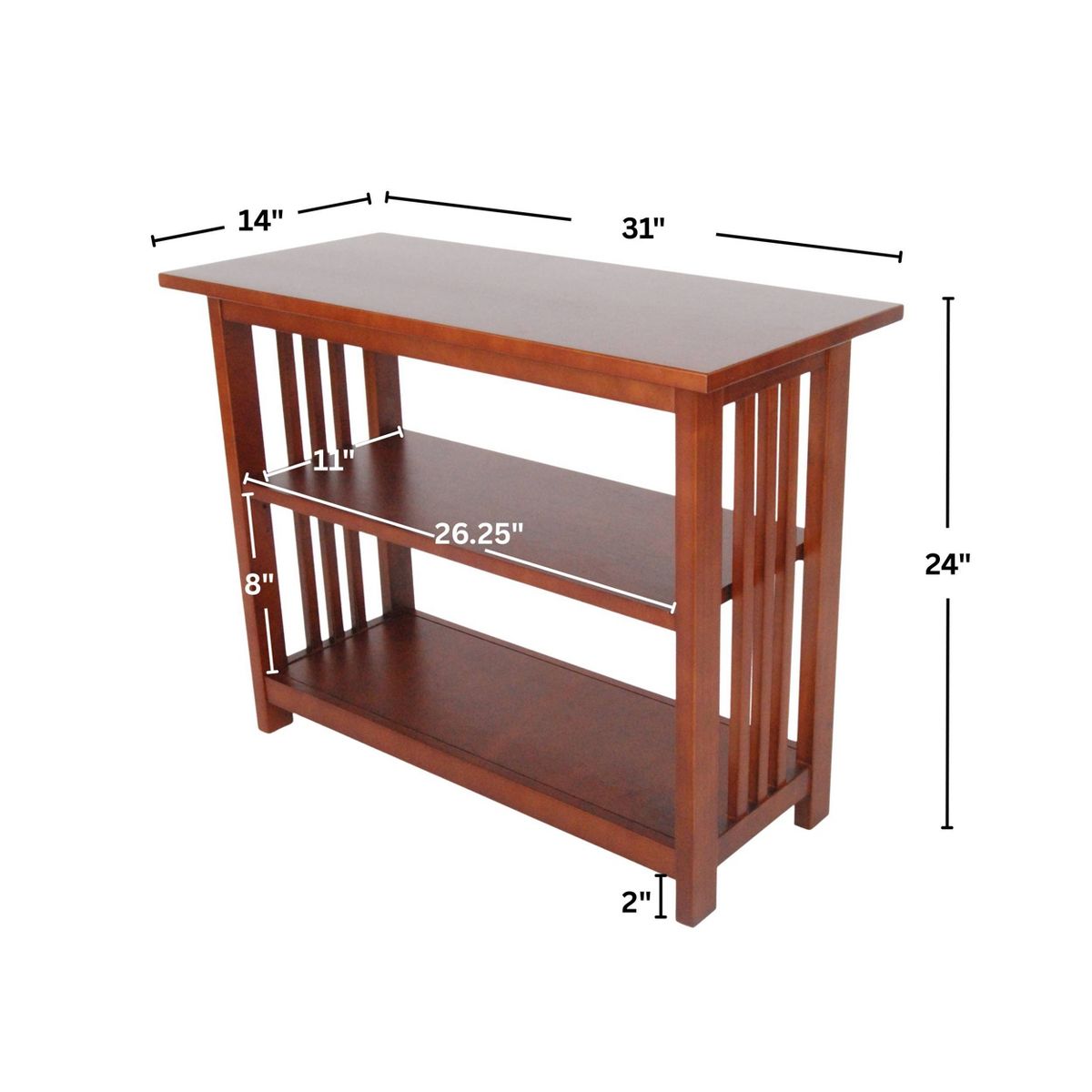 24" 2-shelf Bookshelf - Alaterre Furniture - thumbnail 8