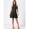 Allegra K Women's Halter Neck Button Down Shirt Denim A-Line Mini Dresses - 4 of 4