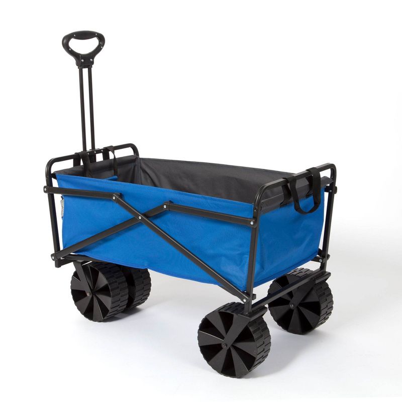 Seina Heavy Duty Steel Collapsible Folding Outdoor Portable Utility Cart Wagon with All Terrain Plastic Wheels and 150 Pound Capacity, Blue/Gray, 4 of 8
