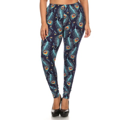 Slickblue Plus Size One Size Printed Leggings, Slim Fit Full Length, Banded High Waist, Stretch Pants, Multicolor