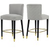 Set of 2 Upholstered Counter Stools Bar Stools Dining Chairs Accent chairs Armless Chairs Pub Kitchen Stools with Footrest, Beige/Gray-ModernLuxe - 4 of 4