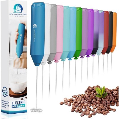 Powerful Milk Frother Wand, Mini Handheld Stainless Steel Whisk, Battery-Powered, Suitable For Coffee, Lattes, Cappuccinos, And Matcha.-Mental Blue