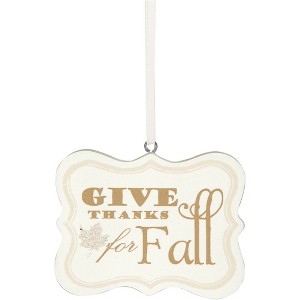 Pavilion Gift Company - Give Thanks for Fall - 2.75" x 2.25" Hanging Plaque - Wall Sign Panels - 1 of 4