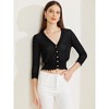 Allegra K Women's Long Sleeve Ruffle Button Down Summer Knit Top - 3 of 4