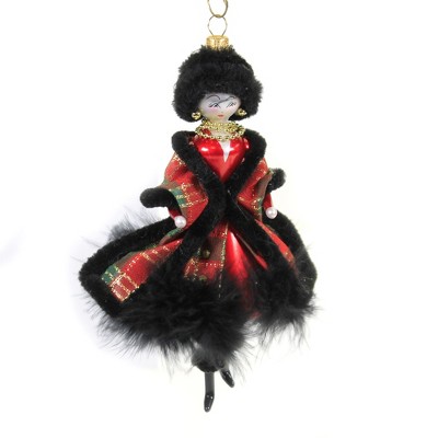 Italian Ornaments 7.0" Aileen In Scottish Plain Coat Ornament Italian Lady Diva  -  Tree Ornaments