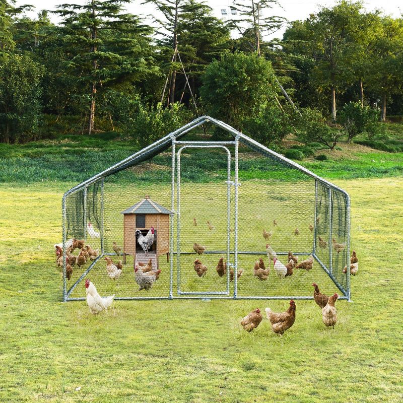Costway Large Walk In Chicken Coop Run House Shade Cage 10'x13' with Roof Cover Backyard, 4 of 10