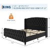 Nasitip Queen/King Cream Upholstered Bed Frame with 51" Tall Wingback Headboard & Footboard, Velvet Platform, No Box Spring Needed - 2 of 4