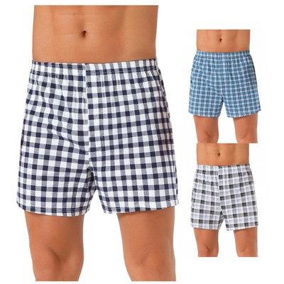 INSPIRE CHIC Men's 3 Pack Classic Plaid Pattern Boxer Shorts Underwear