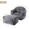 Whizmax Bean Bag Chair with Ottoman, 37.5 Lbs High-Density Foam Filling Beanbag Sofa with Armrests,Corduroy Floor Sofa,Giant Lazy Sofa with Foot Rest - 2 of 4