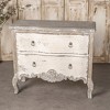 Chic Distressed White Nightstand with 2 Drawers and Decorative Scalloped Design, Vintage Bedroom Furniture, 1pc - 3 of 4