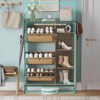 Whizmax 3-Drawer Shoe Cabinet - Rattan Flip-Door Organizer with Adjustable Shelves & Metal Knobs, Narrow Rack for Entryway/Hallway - 3 of 4