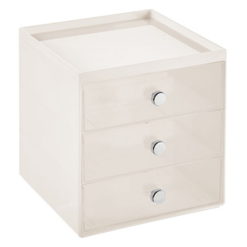mDesign Plastic Home Office Desk Organizer Storage Station Cream/Clear 