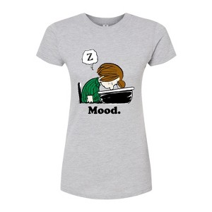 Women's - Peanuts - Peppermint Patty Mood Juniors Fitted Graphic T-Shirt - 1 of 4