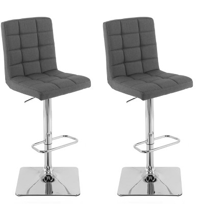 Set of 2 Corliving Heavy Duty Gas Lift Barstool Dark Gray