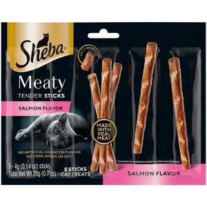 Sheba Meaty Tender Sticks Salmon Flavor Jerky Cat Treats - 0.7oz/5ct - 1 of 4