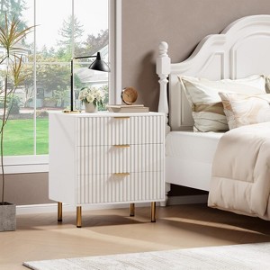 Nasitip 3-Drawer Dresser-Fluted Wooden Nightstand with Deep Storage, Wide Top Chest Organizer - 1 of 4