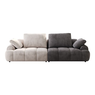 VYNXARIA 86.6¡å Large size two Seat Sofa,Modern Upholstered,Beige paired with grey suede fabric