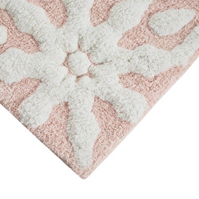Casablanca Medallion Pink Cotton Tufted Bath Rug