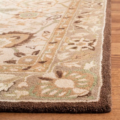 Hand-Tufted Ivory and Brown Wool Runner Rug, 2'3" x 10'