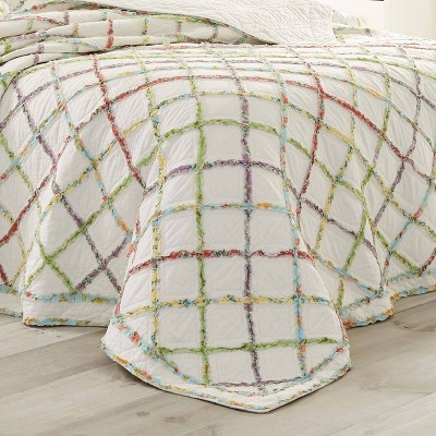 Ivory Cotton Diamond Pattern Sham with Ruffle Trim