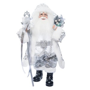 Season's Designs 18" Silver And White Santa With Staff - 1 of 4