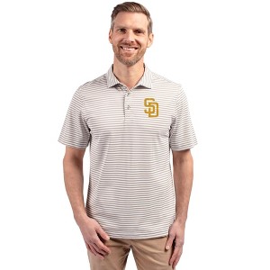 San Diego Padres Cutter & Buck Virtue Eco Pique Stripe Recycled Mens Big and Tall Polo - 1 of 1