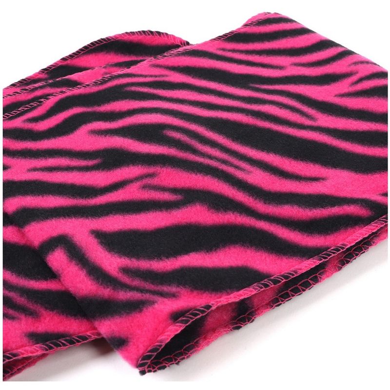Women's Black And Pink Fleece Zebra Print 3-Piece Gloves Scarf Hat Winter Set, 2 of 5