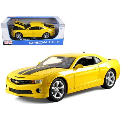 2010 Chevrolet Camaro SS RS Yellow with Black Stripes 1/18 Diecast Model Car by Maisto