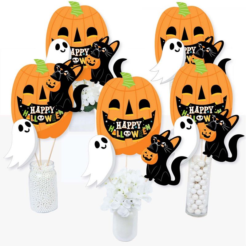 Big Dot of Happiness Jack-O'-Lantern Halloween - Kids Halloween Party Centerpiece Sticks - Table Toppers - Set of 15, 2 of 8