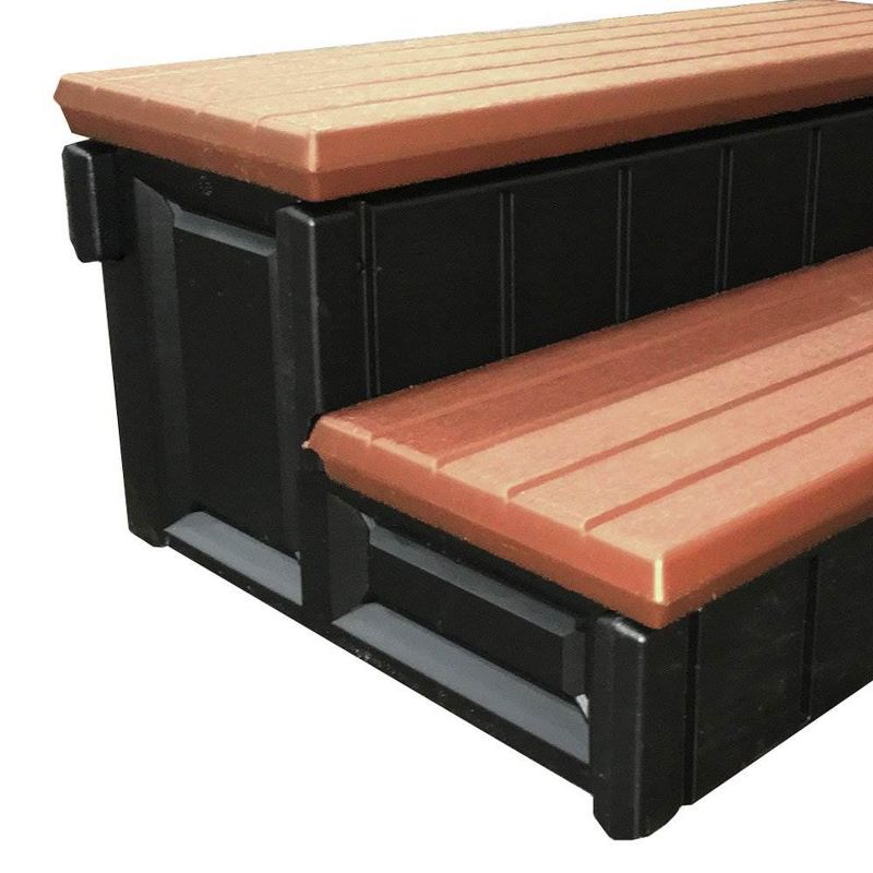Leisure Accents 36" Deck Spa Hot Tub Storage Compartment Steps, Redwood (2 Pack), 2 of 7
