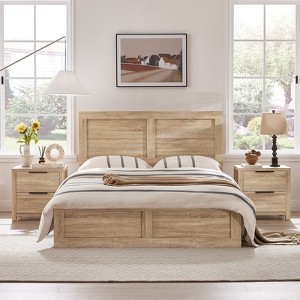 Spruce&Spring Farmhouse Solid Wood Platform Bed with High Headboard - 1 of 4