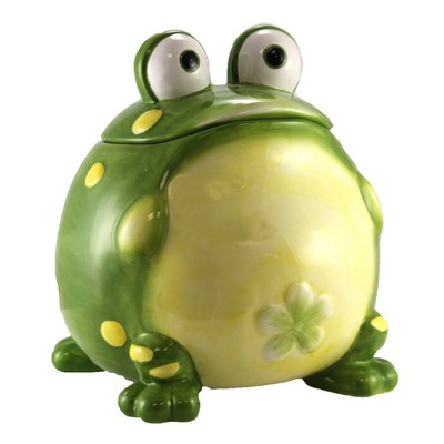 Tabletop 9.0" Toby Toad Cookie Jar Green Frog Treats Burton & Burton  -  Food Storage Containers